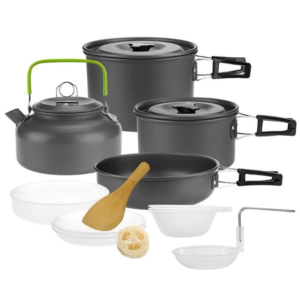 

camping pan pot cookware kit with carry bag for picnic backpacking hiking camping equipment cooking pots set