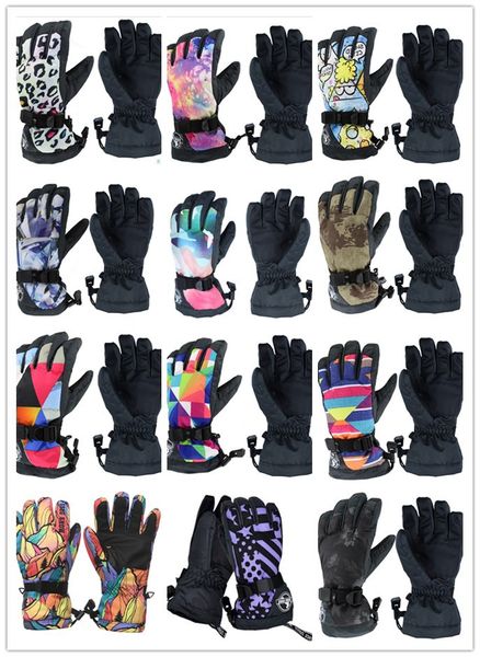 

gsou snow womens colorful ski gloves female camouflage snowboarding riding skiing gloves full finger waterproof 10k