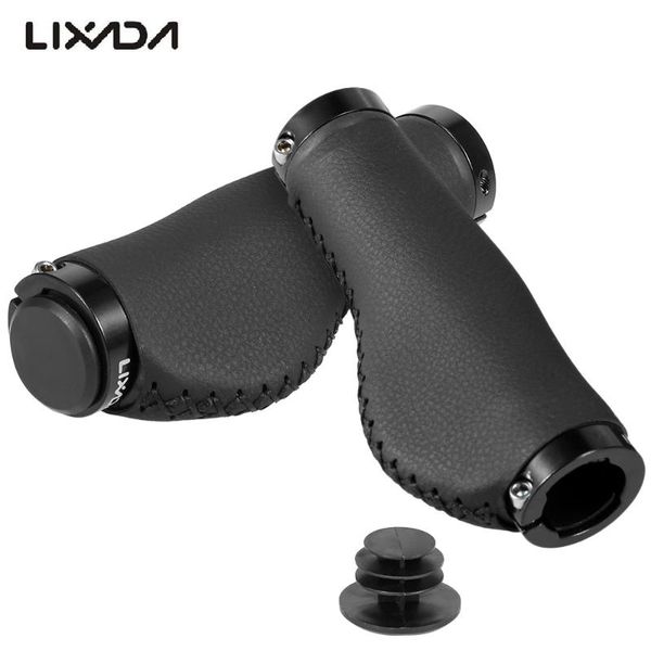 

lixada 2pcs mtb road bike cycling grips fiber leather handle bar grips bike handlebar lock-on with end plug