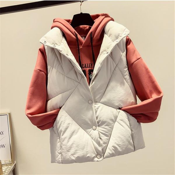 

2018 new autumn winter jacket women down vest coat warm thick short sleeveless waistcoat female cotton padded vest parkas sf1451, Black;white