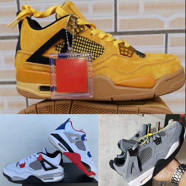 

designer 4 basketball mens pale citron sports bred shoes siltred chicago tattoo luxury 4s running wheat yellow athletic sneaker us7-13