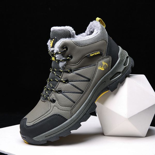 

2019 new fashion hiking shoes increasing height men warm comfortable mountain climbing walking hombre zapatos, Black