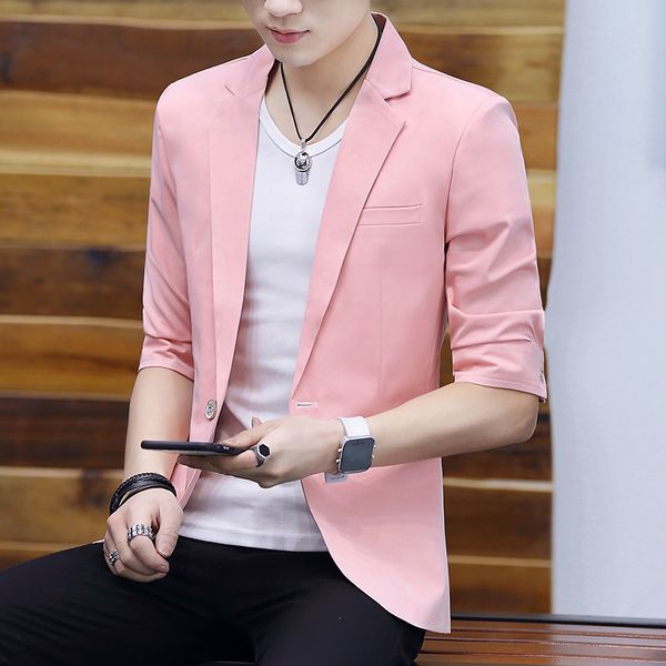 

2020 men slim small suit sleeve sleeve handsome adolescent male summer leisure suit, White;black