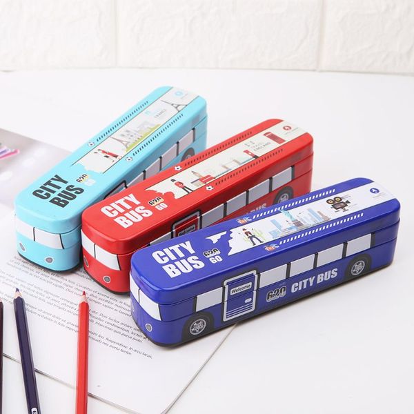 

creative cartoon bus modeling pen pencil case large capacity double layers box school supplies student gifts