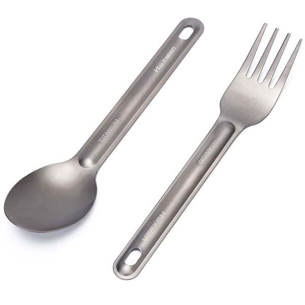 

1pcs titanium spoon fork long handle spoon outdoor camping titanium spork camping tableware picnic tool