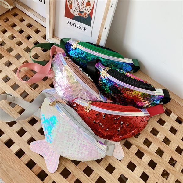 

girls cartoon fanny packs sequin waist pack breathable fish tail fanny packs kids waist bag crossbody bag 06