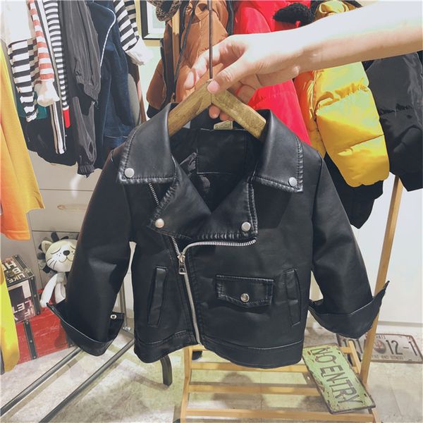 

enkelibb 2019 toddler girl boy leather jacket kids fashion black winter coat for baby boy children pu zip jacket, Blue;gray