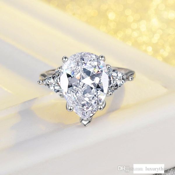 

ms s925 pure silver european and american classical mosaic teardrop-shaped zircon hollow out marriage engagement ring jewelry