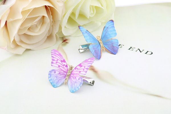 

400 стилей дети 3d бабочки заколки для волос заколка ручной diy утконосов barrettes аксессуары для волос детские повязки косплей для детей, Slivery;white