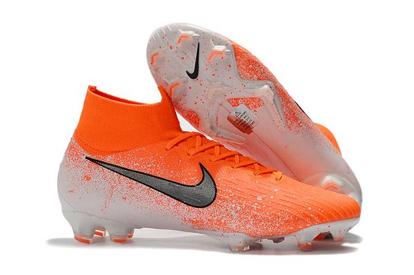 

2019 mens soccer shoes mercurial vaporx xii elite fg soccer cleats superfly vi 360 elite fg football boots tacos de futbol high ankle, Black