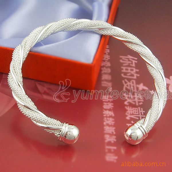 

plating 925 woven silk mesh bracelet bracelet bracelet yb10017, Black