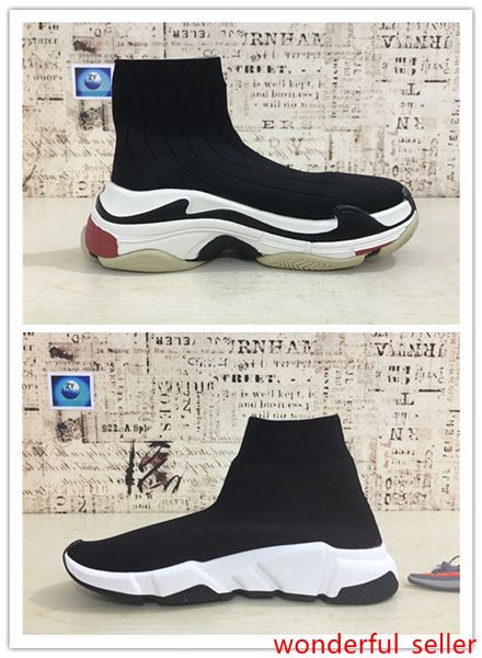 

2019 triple s paris speed runner knit deep blue sock shoes original luxury trainer runner sneakers race mens women sports shoes