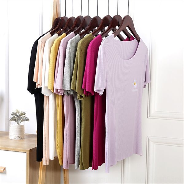 

2020 ся сяо маргаритки футболка женская вышивка футболку базовая база арматурных тонкий короткий рукав моды, White