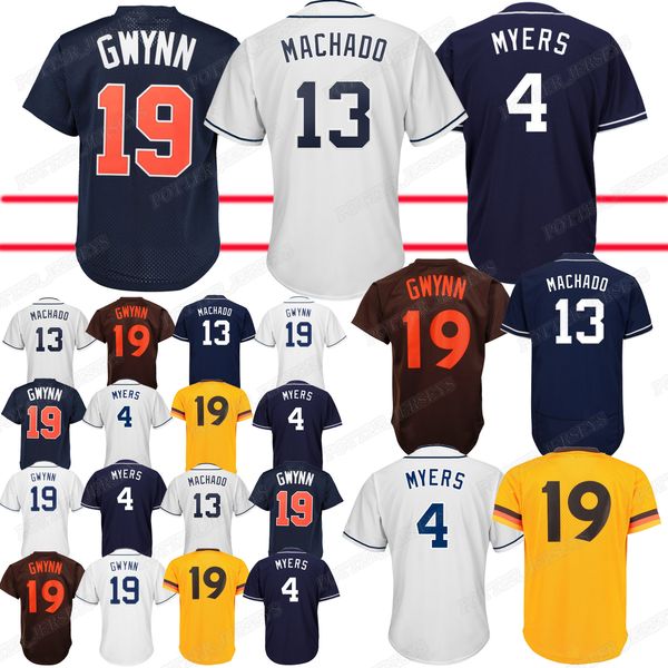 

Padres 13 Manny Machado jersey 19 Tony Gwynn 4 Wil Meyers jerseys 2019 new men Baseball Jerseys