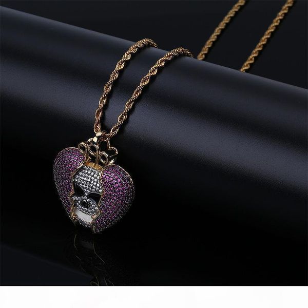 

devil skeleton heart-broken drop original solid zircon hip-hop necklace european and american personality necklace selling, Silver