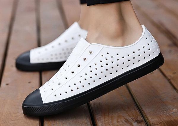 

summer new arrival casual men jefferson hole clogs beach shoes breathable toe cap covering sandals, Black