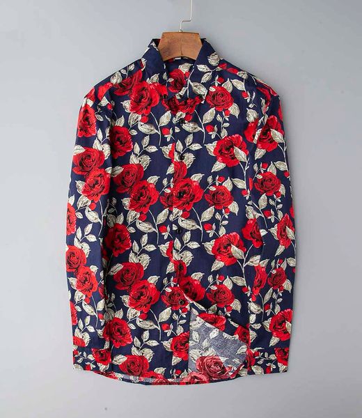 

high end street hip hop mens shirts diors luxury fashion mens designer dress shirt street fashion rose print casual dress shirt, White;black