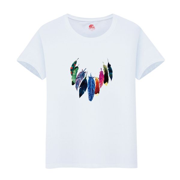 

mens втулки краткости лета tshirts пуловер перо печатные повседневный мальчики тис crew neck solid straight мужской tops, White;black