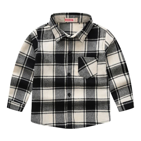 

2020 spring and autumn new children's classic plaid shirt boys girls long sleeve casual shirt, White;black