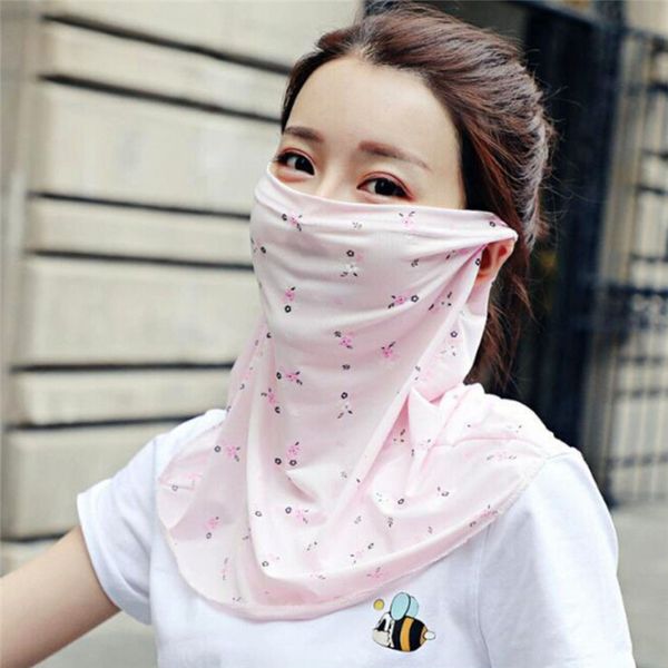 

women cycling face mask outdoor breathable ice silk sunscreen long neck full face mask summer uv protection masks, Black