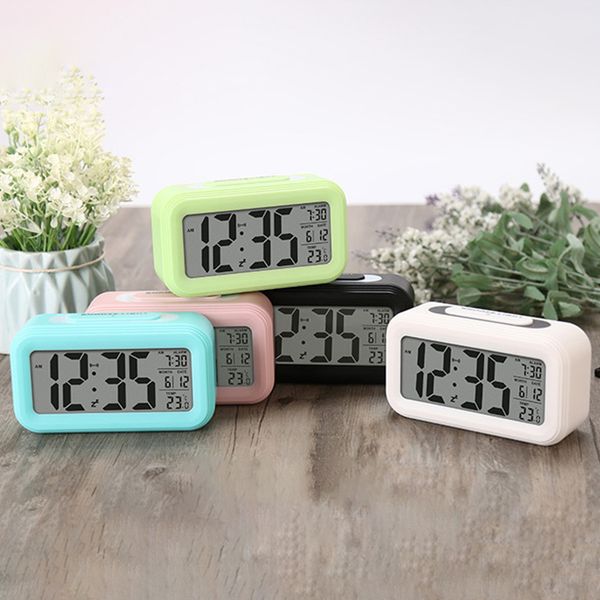

led smart light-sensitive alarm clock digital mute electronic mini travel desk