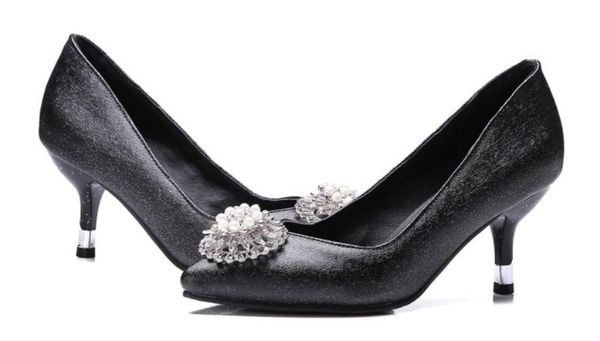 

women's shoes in spring and autumn high fine heel pointed end @03, Black