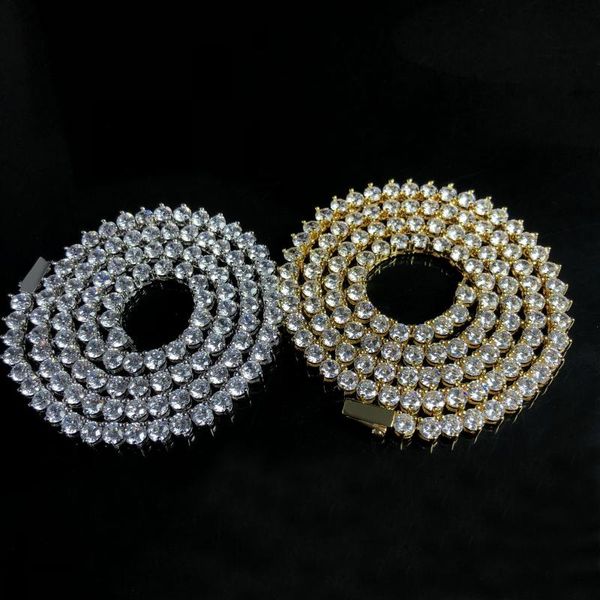 

3 prong tennis necklace (4mm) in yellow gold and white gold, Silver