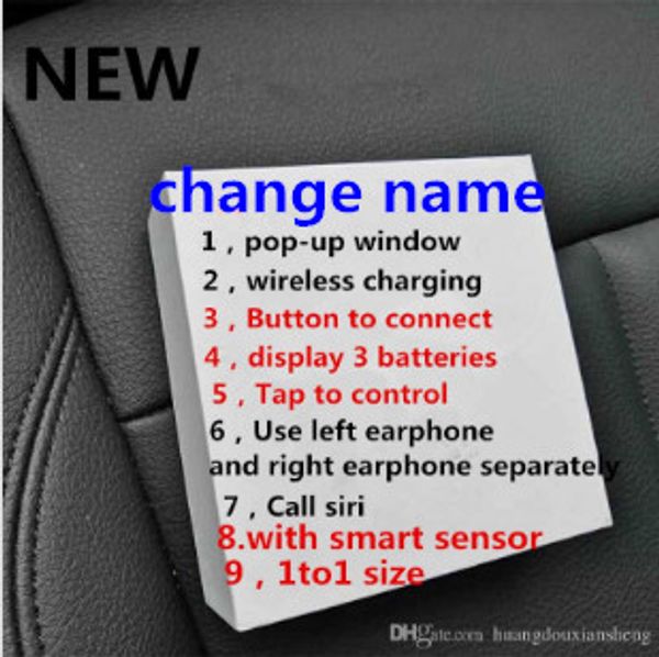 

Air 2 earphone i2000 tw bluetooth can change name with en or w1 chip pop up real battery capacity wirele head et earbud