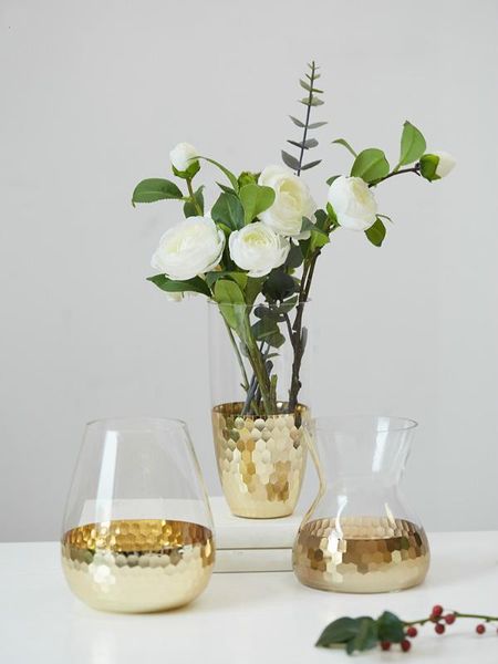 

vases creative nordic style transparent gold glass vase modern living room dining table decoration ornaments accessories