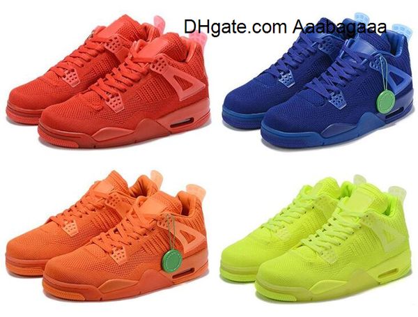 

m4rs 2019 knit 4 fly university red hyper royal blue total orange volt knit basketball shoes men 4s knitting sneakers with box