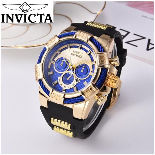 

classical style swiss brand invicta logo rotating dial outdoor sports complete calendar men's watch luxury quartz watch, Slivery;brown