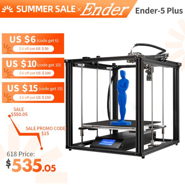 

ender-5 plus 3d printer high precision large size 350*350*400 printer 3d auto leveling,dual z-axis power off resume creality 3d
