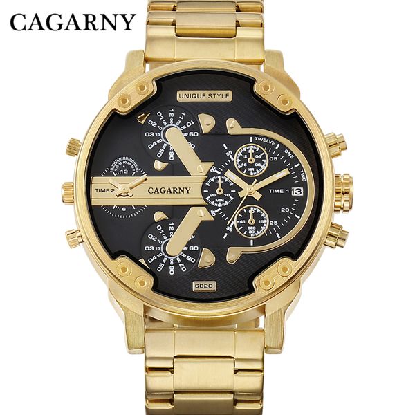 

relogio masculino 6820 cagarny watch men sport quartz clock watches waterproof gold steel wrist watchmilitary, Slivery;brown