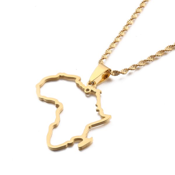 

stainless steel trendy gold color africa map pendant necklaces women men african of maps cahrm jewelry, Silver