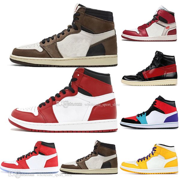 

New 1 High OG Travis Scotts Spiderman Bred Banned Top 3 Men Women Basketball Shoes Blue Boys Men Sports Designer Sneakers