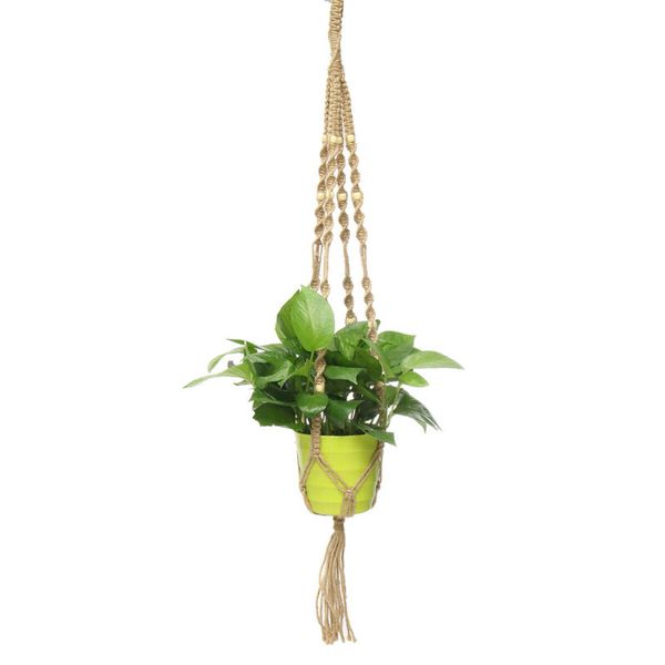 

handmade jute rope plant holder hanger basket garden decor corrosion-resistant for balcony garden supplies
