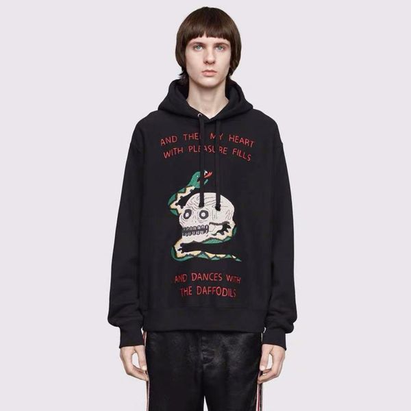 

19s22classic snake hoodies sweatshirt spring autumn men women street pullover hooded sweater3, Black