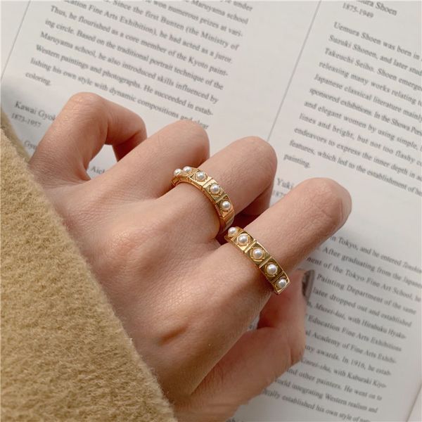

silvology 925 sterling silver square pearl rings original elegant mori style rings for women festival luxury jewelry designer, Golden;silver