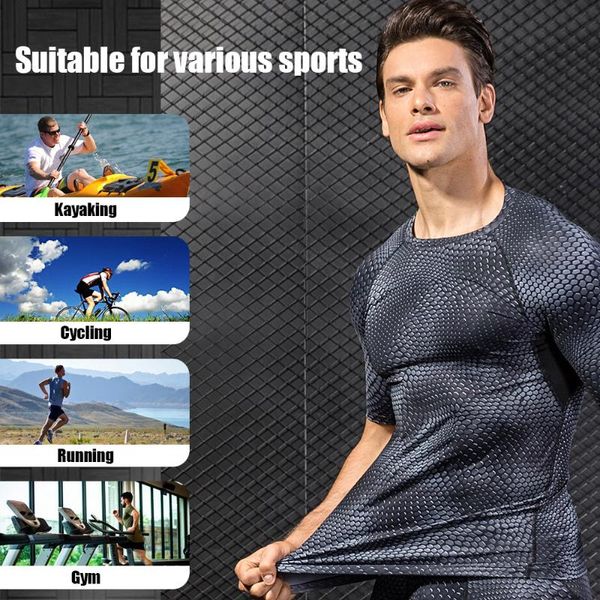 

plus size men shorts sports t-shirt 3d print o neck short sleeve quick dry strechy bodycon running workout training sportswear, Black;blue