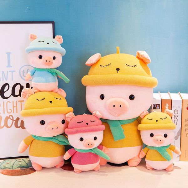 25cm Lovely Big scarf pig Plush Toys Stuffed Animals Soft Doll Cute Cartoon Soft Cushion Pillow Best Gift for Children kids toys DHL11