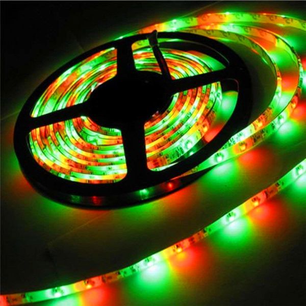 Fita 5M 300LEDs não-impermeável RGB Led Light Strip 3528 DC12V 60LEDs / M flexível Iluminação Cordas Tape Lâmpadas Decoração Lâmpadas