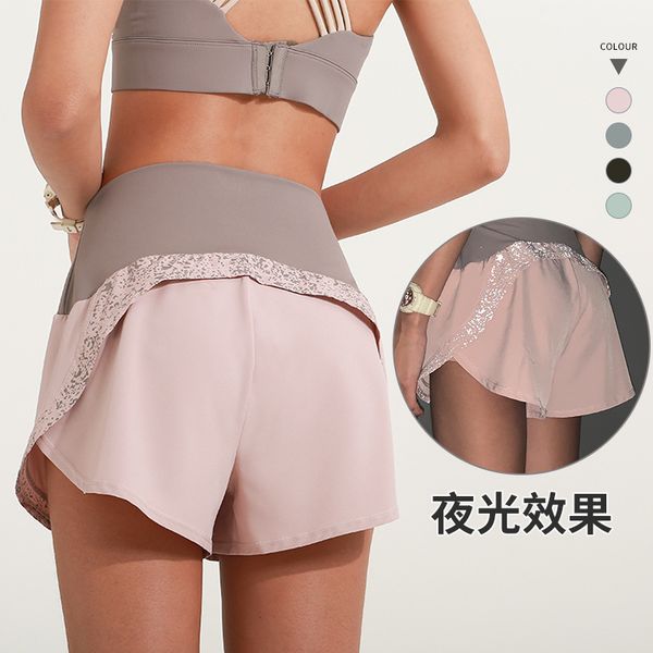 

новые спортивные шорты женские запуск yoga shorts быстрое высыхание отпечатано с stretch fabric светоотражающие печати запуск женщин, Black;blue