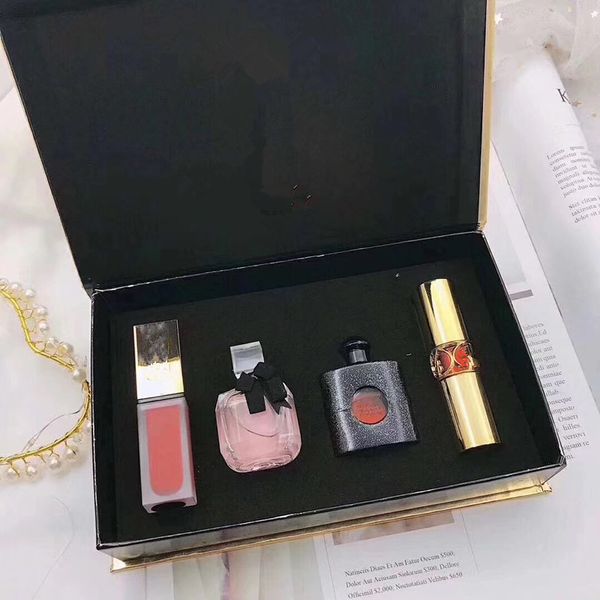 

Роскошный макияж Y5L Матовая помада румяна а levre + Женские Духи 4шт в 1 Parfum Make Up Set