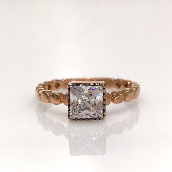 

tiny square baguette diamond montÃ¼r sterling silver solitaire ring, Golden;silver
