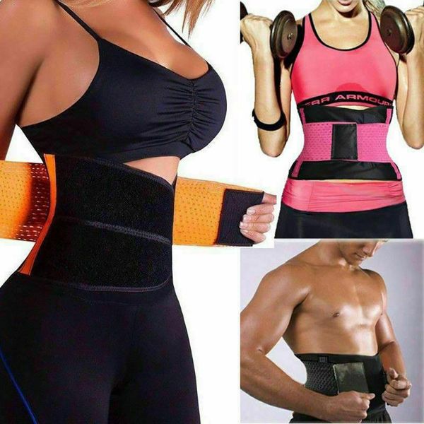 

woman sports waistband for weight loss gym workout fitness waist trainers tummy control adjustable slimming modeling strap belt, Black;gray