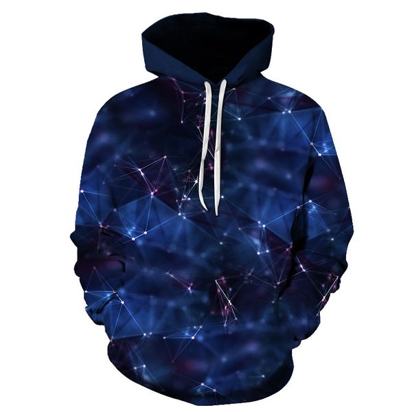 

fashion men women 3d sweatshirts print flashing starry sky galaxy hooded pullover, Black