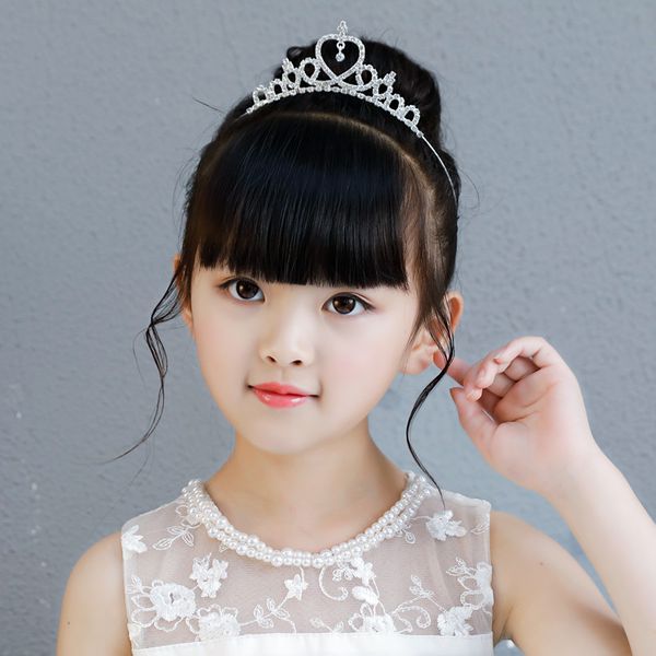 

new princess rhinestone accessories bride wedding crystal crown headband children girl party events tiaras hair jewelry christmas gift, Slivery;white