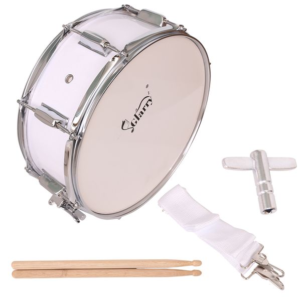 

glarry 14 x 5.5inch snare drum poplar wood drum percussion set white percussion instrument kit