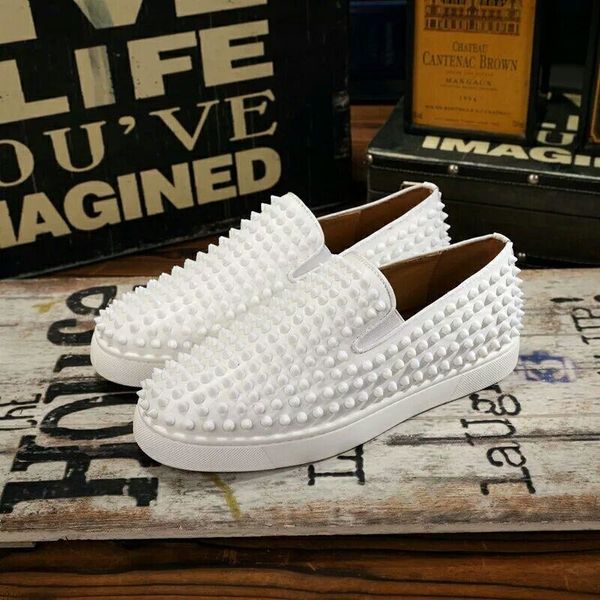 

luxury designer red bottom loafers for men women genuine leather slip on platform casual sneakers spikes wedding party flats men shoes 35-46