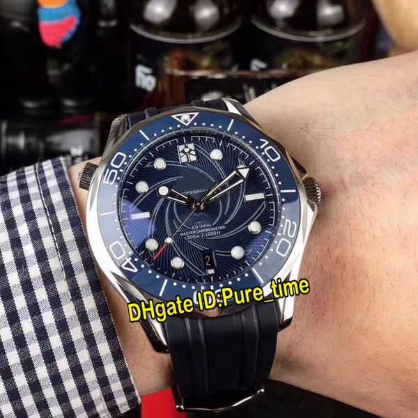 

new 42mm diver 300m james bond 007 limited 210.22.42.20.01.004 blue dial automatic mens watch steel case blue rubber strap watches pure_time, Slivery;brown